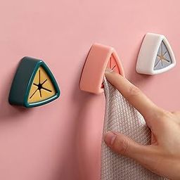Wolpin Self-Adhesive Towel Holder Towel Ring/Napkin Ring/Napkin Holder/Towel Hanger/Bathroom Accessories Kitchen Plastic - Pack of 3 Pcs (Multicolor)-14