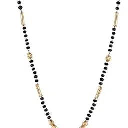 brado jewellery Gold Plated Mangalsutra Tanmaniya Necklace Pendant With Black Bead Chain for Women and Girls-picture-4
