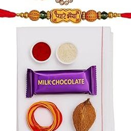Raksha Bandhan Rakhi Gift Combo for Brother – Set of 2 Rakhis with Roli Chawal, Moli, Meetha, Handkerchief & Chhota Nariyal | Complete Rakhi Kit for Bhaiya/Bhai-image-78