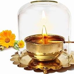 Pure Source India 100% Pure Brass Akhand Jyot Diya with Adjustable Bati Knob, Wick Lifting Screw Lever & Borosilicate Glass Cover (5.5inch, 250 ml Oil Capacity, Stay Lit for 48 Hours, Wick Included)-image-46