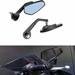 Ozango Bike Handle Bar Rear View Mirror Side Fancy Mirror Black Set Of 2 Compatible For Hero CBZ Type 1-22