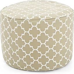 Style Homez Premio, Round Ottoman 100% Cotton Canvas Printed Bean Bag Cover, Extra Large Size Moroccan Lattice Beige Color-picture-31