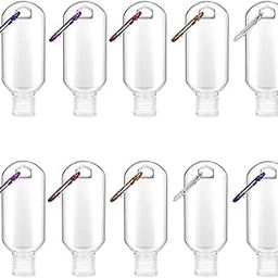 Travel Bottles with Keychain (10 Pcs), 1.7oz (50ml) Portable Plastic Leakproof Squeeze Bottles Kits with Flip Cap - Empty Refillable Containers for Hand Sanitizer Shampoo Conditioner Body Wash Liquid-66