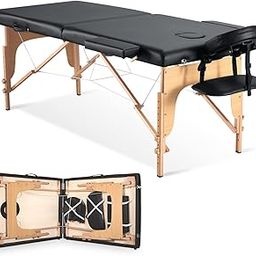 CHRUN Massage Table Portable Massage Bed Lash Spa Bed Tattoo Face Cradle Bed Height 35Inch Adjustable 2 Fold with Bag - Black-image-22