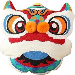 MYADDICTION Chinese New Year Pillow Lion Spring Festival China Home Decor 45x40cm Blue-image-75