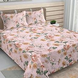 Multicolor Floral Cotton Blend King Size Ultrasonic Quilted Reversible Double Bedcover with 2 Quilted Pillow Covers (FLBD-1073-Multi)-image-91