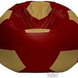 RnS Rest 'n' Sleep - Bean Bag, Football Chair Filled with Beans for Living Room, Bed Room for Relaxing, Football Shape Bean Bags with Fillers, with 1 Year Warranty (Ivory/Maroon, XXXL)-image-51