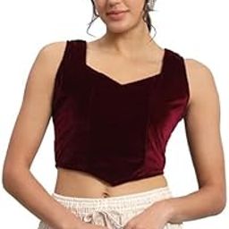 Women's Velvet Sleeveless Blouse | Designer Crop Top for Saree & Lehenga | Festive Blouse-14