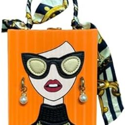 ZOKPO High-Value Fashion Clutch Box Handbag for Women | Elegant Silky Scarf Shoulder Crossbody Bag with Geometric Head Design, Golden Accents, Pearl Earrings & Snap Lock Closure-image-32