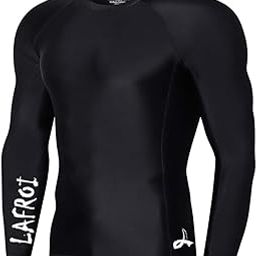 Men's Long Sleeve UPF 50+ Baselayer Skins Performance Fit Compression Rash Guard-CLYYB Asym Black Size MD-image-89