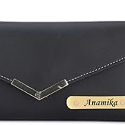 Personalised Leather Name Women's Clutch and Keychain | Best Customized Gift Combo for Girlfriend Friend Wife Mother & Sister-19