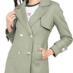 Women's Green Double-Breasted Overcoat-7