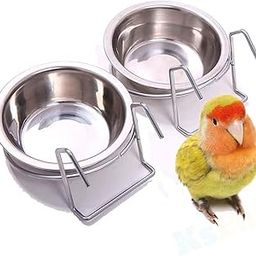 RoverPets Stainless Steel Bird Bowls – 250ML Hanging Feeder and Water Bowls with Holder for Parrots and All Bird Species (Pack of 2)-image-88