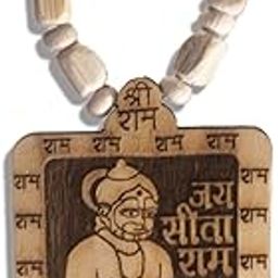 Vrindakunj Shri Balaji Bageshwar Dham Sitaram Hanumanji wood Pendant with Mala for Men-picture-18