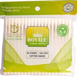 Royale Paper Sticks Cotton Swabs/Cleaning Around a Baby’s Outer Ears, Nose, or Belly Button/Makeup & Beauty Applicator and Removal/Safe & Gentle/80 Sticks (Pack of - 12) White.-image-24