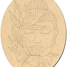 300Sparkles Pre Marked Buddha Design Oval MDF Board Laser Cutout Base Painting Board Art & Craft Home Decoration-image-91