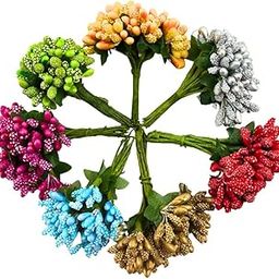 DeLush Plastic Designs 3 Mm Artificial Pollen Flowers For Art And Craft Headband Jewellery Making (Multi, 72)-image-85