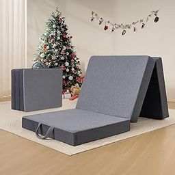 Tri Folding Memory Foam Mattress | Soft & Miduim Firm | Foldable Mattress for Floor | Play Mat Foldable Bed | Guest beds | Camping Bed Mattress | Grey Colors (Single Bed 72x36x4 Inch)-25