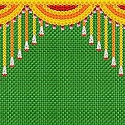 Backdropon Hanging Marigold Flower & Weaved Coconut Leaf(Kobbariaaku) Design Backdrop for Pooja Decoration Traditional Background Curtain Cloth for Festival Size 3 Feet Height and 5 Feet Width(3 * 5)-image-8
