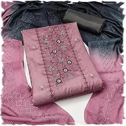 pandadi saree Women's Silk Cotton Embroidery Unstitched Salwar Suit Dress Material-picture-33