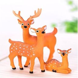 Moira Deer Family Miniature Decoration For Plants, Terrariums, Doll Houses, Fairy Gardens Deer (Resin, Multicolour, X-Small, 15 Mm)-24