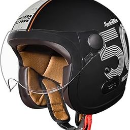 Studds Jet 50 Open Face ISI Certified Helmet | Lightweight with Chopper Visor & Stainless Steel Buckle MATT Black - Grey - L-image-23
