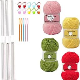 Wolly Wonders Crochet & Knitting Kit, 15 Colors Acrylic Crochet Thread & Needles, Animal Kit, Soft, Non-Fading, Multicolor, For Beginners/Professionals, YARN KNITTING NEEDLE-image-94