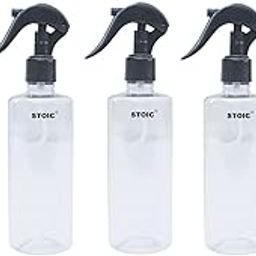 STOIC Empty Transparent Trigger Spray Bottle for Sprayer Unbreakable Plastic Sanitizer Multipurpose Mist Spray Bottle 300 ml - Pack of 5 (Black)-image-5