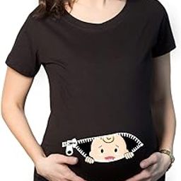 TheYaYaCafe Mothers Day Peek A Boo Women's Pregnancy Maternity T-Shirt Top Tee Round Neck Half Sleeves - Black X Large-image-99