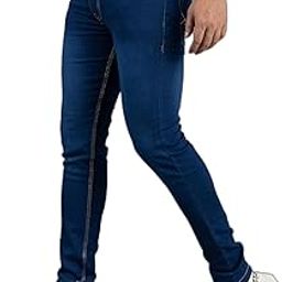 Slim Fit Men's Jeans - Crafted from Cotton to Cater to Your Comfort Demands, This Pair of Mid Rise Jeans from Offers You a Fashionable Look effortlessly. MX005X-42-Dark Blue-image-94