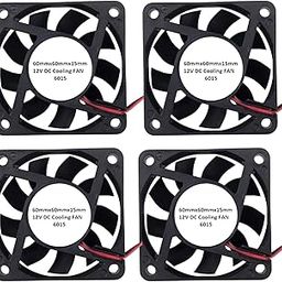 ESHMEET 60mm x 60mm x 15mm DC 12V Brushless Cooling Fan, 2-Pin, Forced Air, Desktop & 3D Printer Compatible, Pack of 4-image-47