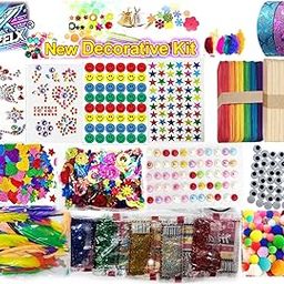Ziggle New Decoration Diy Art Craft Kit For Kids (17 Art Craft Supplies) Art Craft Set Art Craft Materials Glitter Tapes Foam Sticker Gem Stone Feather Mirrors (), Silver-3