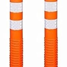 Flexible Spring Parking Post Barrier High Grade Polyurethane Material With 3 White Reflective Tapes Easy To Install - Orange Road Safety Spring Post (2)-image-76