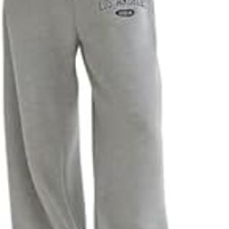 Los Angeles USA Wide Leg Sweatpants, Grey, Elastic Waist, Casual Athletic Wear-21