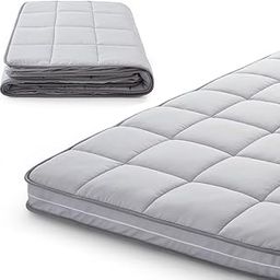 Jamdok 3Inch Small Single Mattress Topper Cover(Only Cover),Cot Mattress Protector Bedding,Foam and Latex Mattress Cover with Zipper,Pillow Top and Bottom(72 x 24”) Gray-image-36