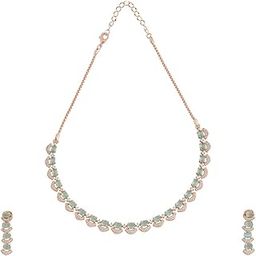 Fashion Jewellery Mint Rose Gold Polished Copper Zircon Necklace With Adjustable Chain, Gift for Women & Girls, Best for Special Occasion - 417442-image-68