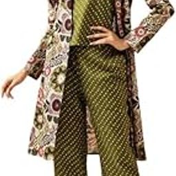 Women's Green Pure Cotton Floral Printed Three Piece Co-Ord Set | Blazer Set for Women-picture-25