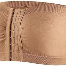 Women Sports Non Padded Bra, Front Closure, Strapless Bra-Size- XS (Beige)-STK337-30