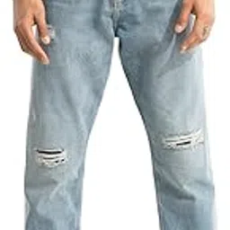 snitch Men Jeans | Baggy Fit with Raw Hem & Distressed Design | 100% Cotton Woven Fabric for Casual & Street Wear-picture-14