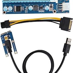 Mini Pcie to Pcie Adapter Mini Pci E 2.5Gbe Black Mini Pci E to Pci Express16X Extender Riser Adapter with Sata Power Cord for Video Card Mining-image-0