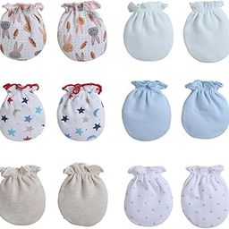 Cotton Newborn Mittens (Picot Wrist) Set of 6 for Baby Boys & Girls 0–6 Months|Soft and Cozy Unisex Infant Mittens|Assorted Baby Gloves-image-48