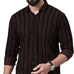 Men's Standard Slim Fit Striped Pure Cotton Casual Shirt-image-57