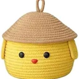 JUTOLOGY Cute Jute Basket with Lid Storage Baskets For Bathroom Living room & Kitchen Organiser box vanity box first aid box (8X5 INCH)-picture-32