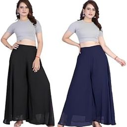 Regular Fit Georgette Palazzo for Women and Girls (Pack of 2)-picture-13
