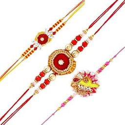 Three Bhaiya Bhabhi Rakhi For Brother And Sister, Set Of 3 Rakhi Combo Set-image-98