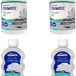 Dishmatic Dishwasher Salt and Rinse Aid (2kg * 2 bottles x 250 ml) Automatic Dishwashing Powder & Liquid Regular Combo for Sparkling Clean Dishes-image-62