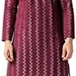 Men's Kurta Dhoti Set, Magenta Cotton, Embellished Regular Fit Mandarin Collar Long Sleeves-image-19