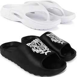 Combo Pack of 2 Slipper/Flip Flops/Slides/Clogs/Sandals for Men,(V-600-White,Y-Tyger-Black),8 (UK/India)-image-81