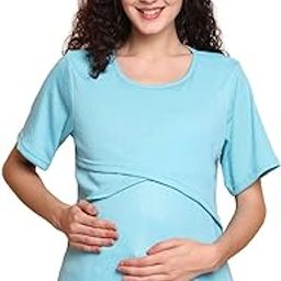 Solid Poly Rib Zipless Maternity Top/Nursing wear/Feeding top/Pregnancy wear-picture-10