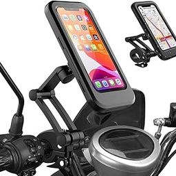 Amazon Waterproof Bike Bicycle Cell Phone Holder for Motorcycle - Bicycle Handlebars, 360° Adjustable Universal Motorcycle Phone Mount Mobile Holder with TPU Touch-Screen (Black)-25